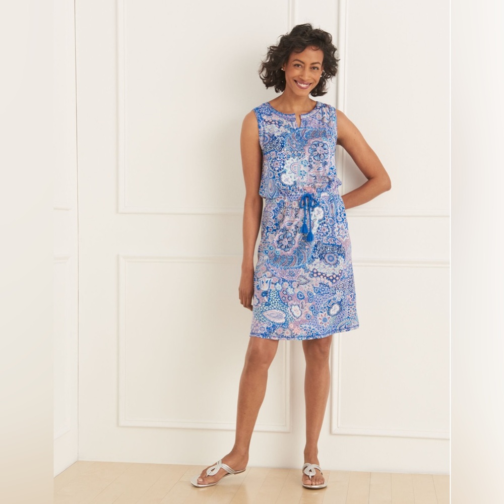 Talbots Blue and Pink Paisley Mini Dress